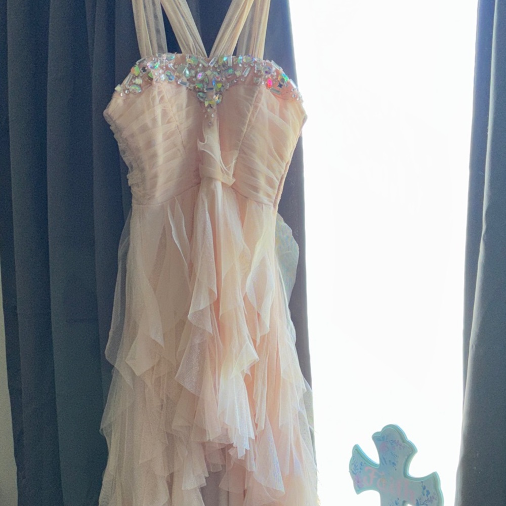 Teeze Me Pink High Low Dress with Embellished Bodice